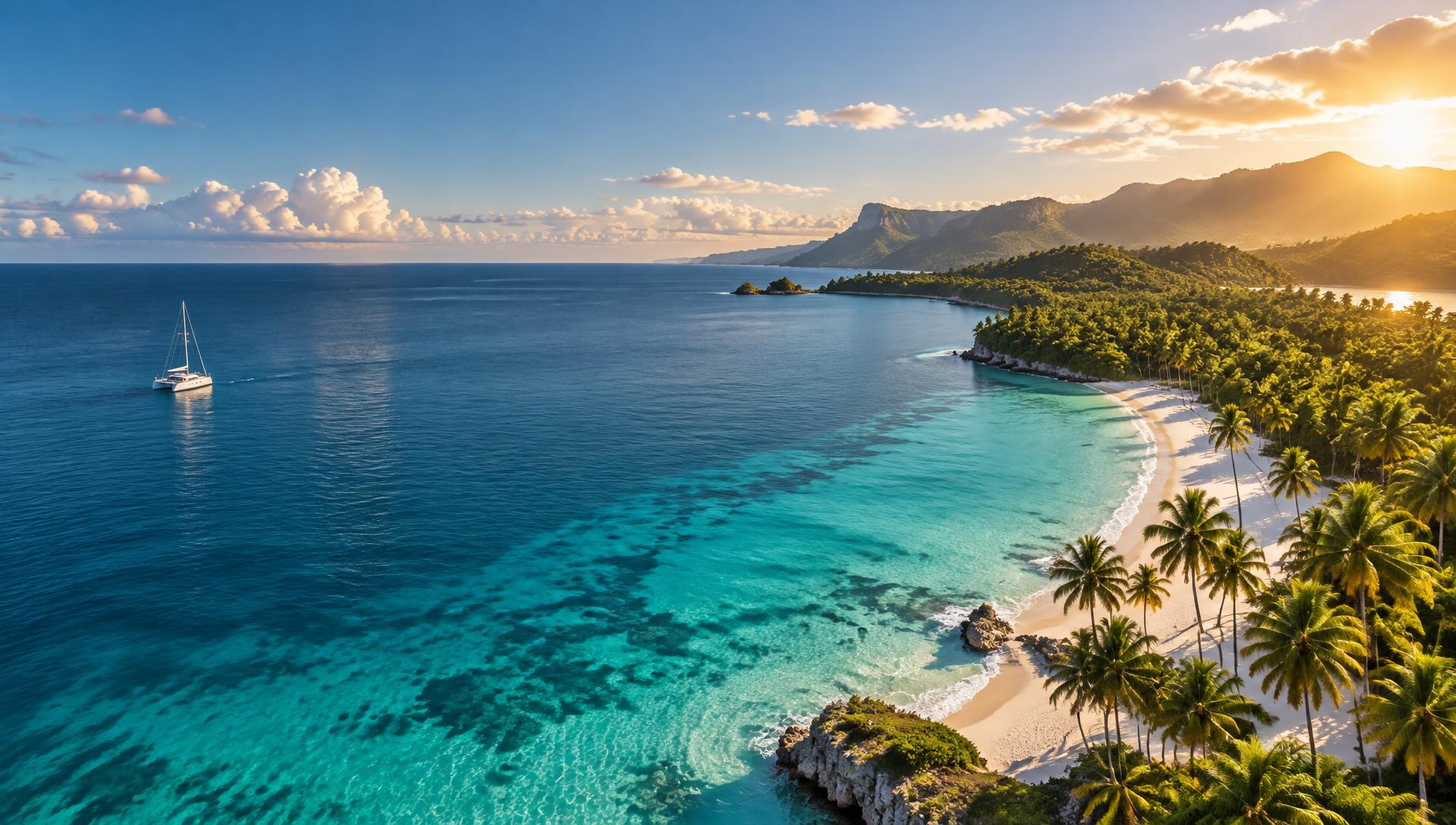 Costa de la República Dominicana al amanecer